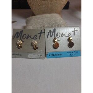 TWO PAIR OF MONET CLIP EARRINGS.